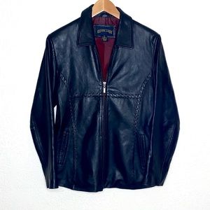 SHAVER LAKE Black Leather Jacket Full Zip Front Women’s Size M